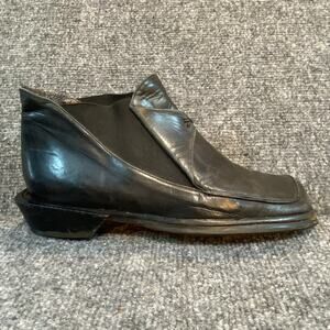 Everybody Womens 7.5 Black Italian Leather Square Toe Slip On Booties Shoes